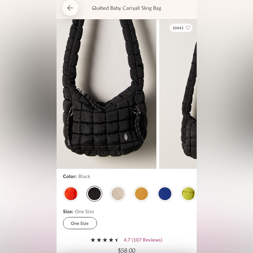 FREE PEOPLE Quilted Black Sling Bag